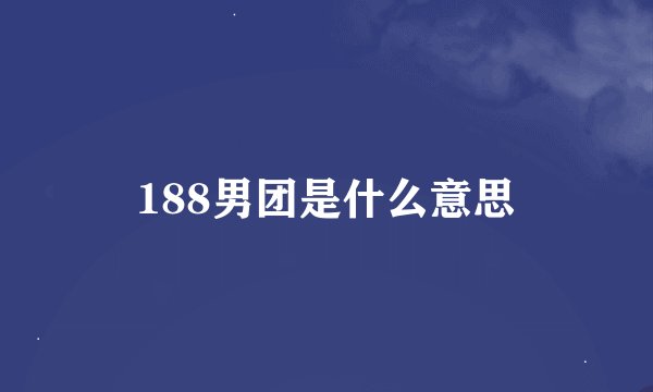 188男团是什么意思