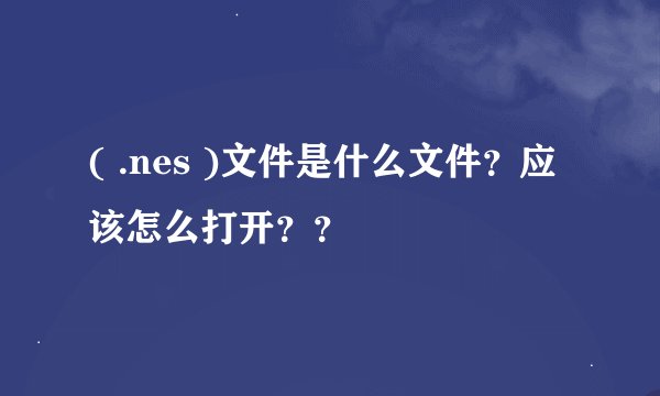 ( .nes )文件是什么文件？应该怎么打开？？