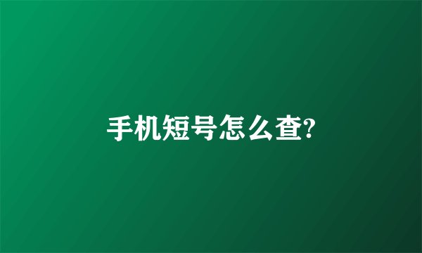 手机短号怎么查?