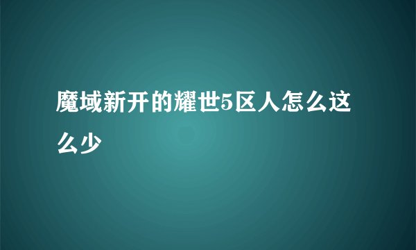 魔域新开的耀世5区人怎么这么少