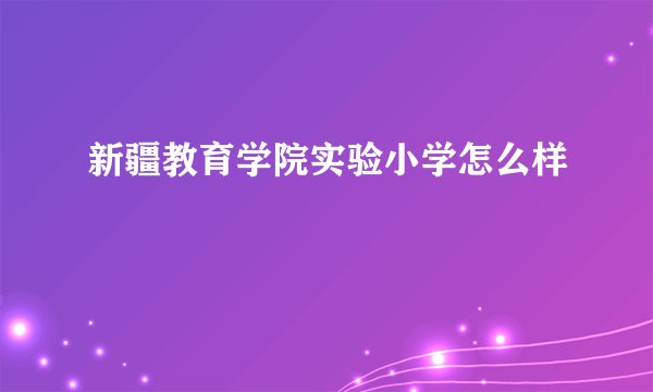 新疆教育学院实验小学怎么样