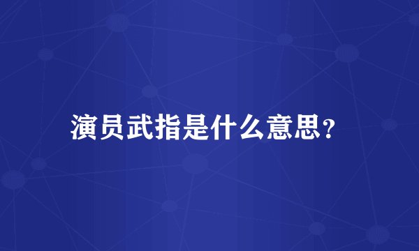 演员武指是什么意思？