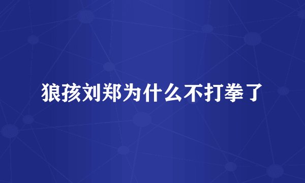 狼孩刘郑为什么不打拳了