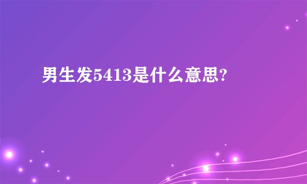 男生发5413是什么意思?