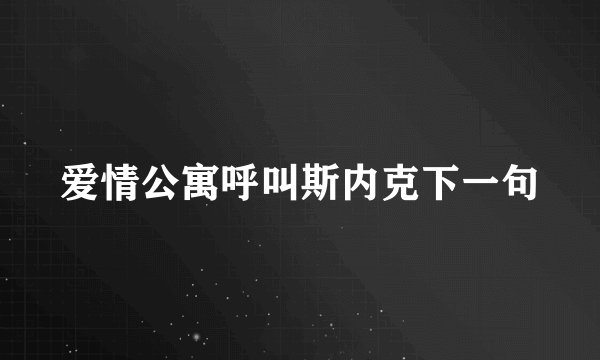 爱情公寓呼叫斯内克下一句