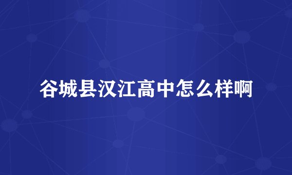谷城县汉江高中怎么样啊
