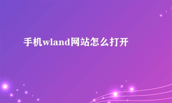 手机wland网站怎么打开
