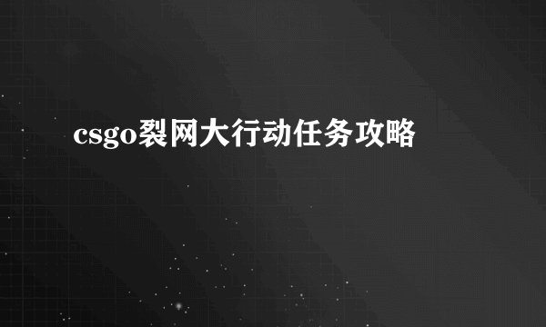 csgo裂网大行动任务攻略