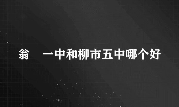 翁垟一中和柳市五中哪个好