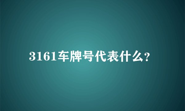 3161车牌号代表什么？