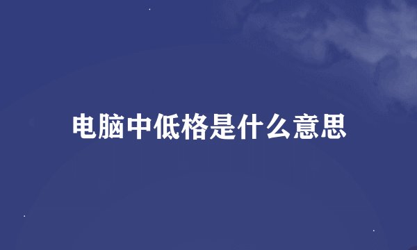 电脑中低格是什么意思