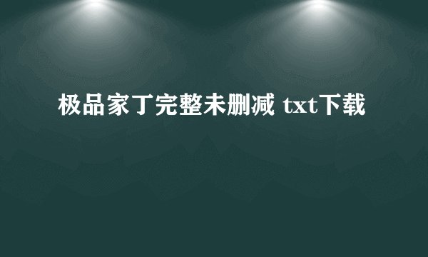 极品家丁完整未删减 txt下载
