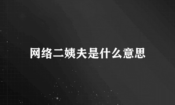 网络二姨夫是什么意思
