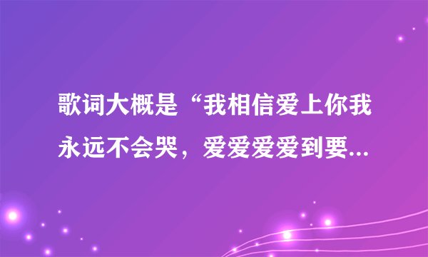 歌词大概是“我相信爱上你我永远不会哭，爱爱爱爱到要吐什么什么的，知道的说下，谢谢啊