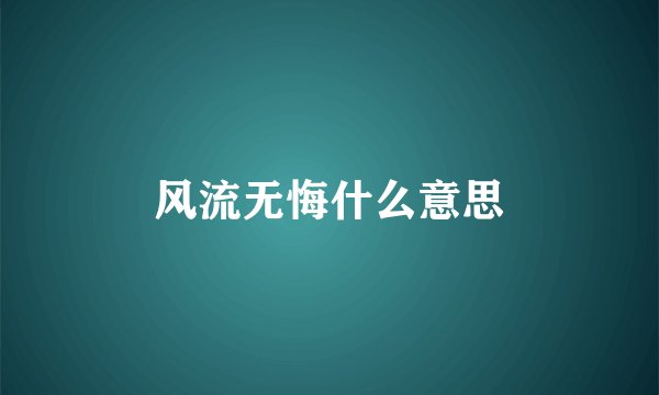 风流无悔什么意思