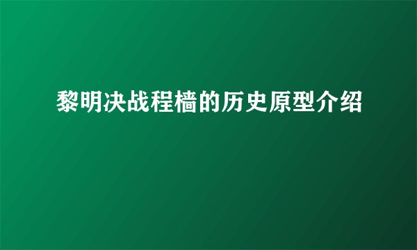 黎明决战程樯的历史原型介绍