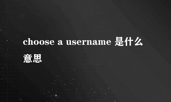 choose a username 是什么意思