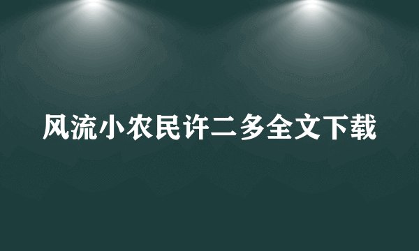 风流小农民许二多全文下载