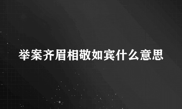 举案齐眉相敬如宾什么意思
