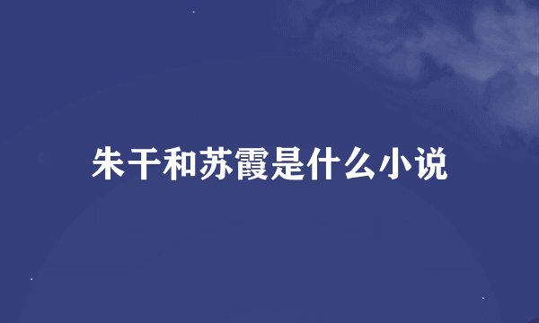 朱干和苏霞是什么小说