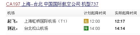 国航CA197在上海虹桥机场起飞,是否是t1还是t2？
