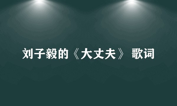 刘子毅的《大丈夫》 歌词