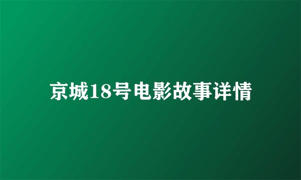 京城18号电影故事详情