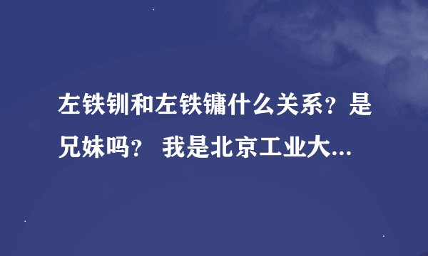 左铁钏和左铁镛什么关系？是兄妹吗？ 我是北京工业大学的学生，对此很感兴趣