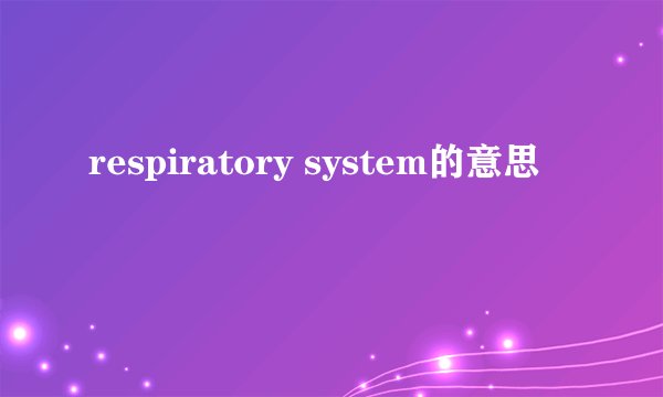 respiratory system的意思