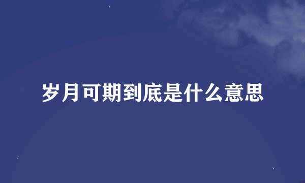 岁月可期到底是什么意思
