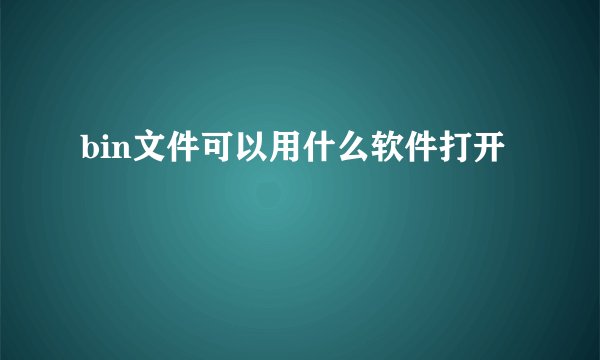 bin文件可以用什么软件打开