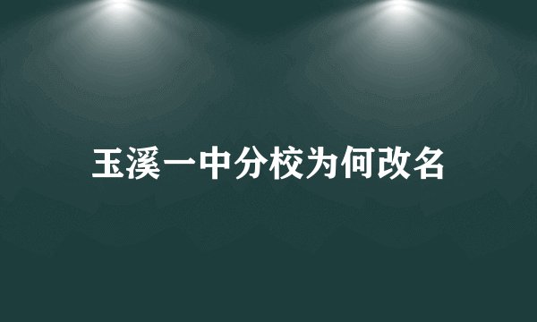 玉溪一中分校为何改名