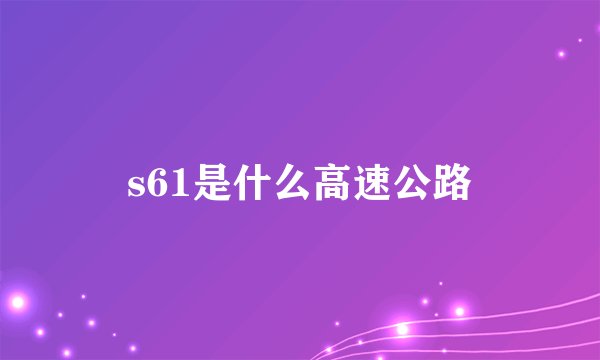 s61是什么高速公路