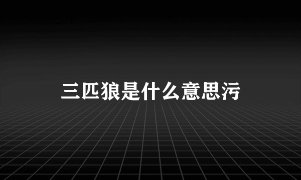 三匹狼是什么意思污