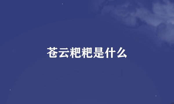 苍云粑粑是什么