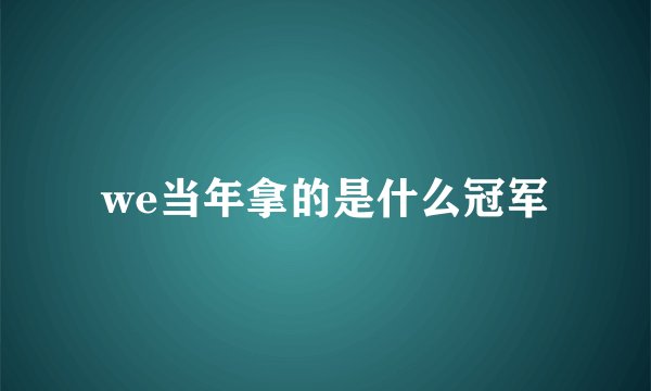 we当年拿的是什么冠军