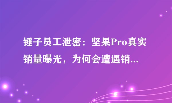 锤子员工泄密：坚果Pro真实销量曝光，为何会遭遇销量下滑？