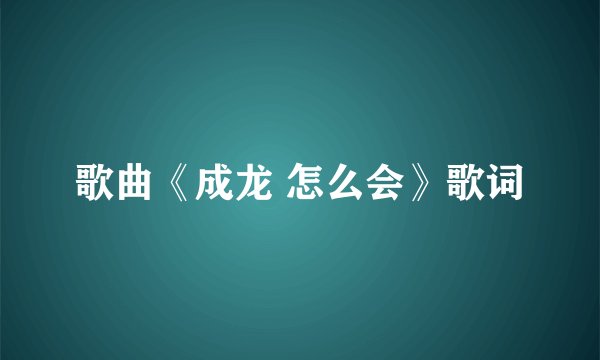 歌曲《成龙 怎么会》歌词