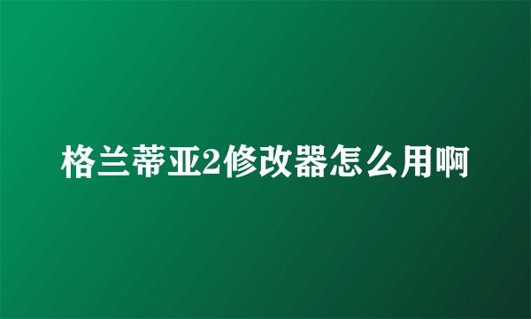 格兰蒂亚2修改器怎么用啊
