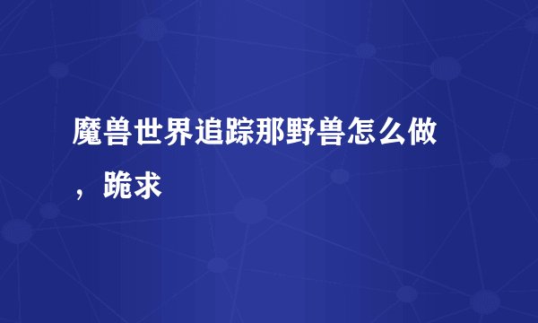 魔兽世界追踪那野兽怎么做 ，跪求