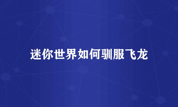 迷你世界如何驯服飞龙