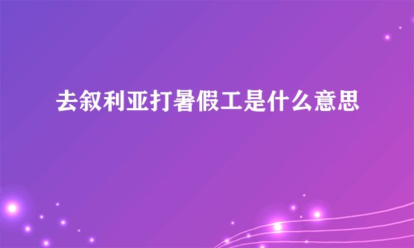 去叙利亚打暑假工是什么意思