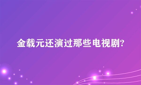 金载元还演过那些电视剧?