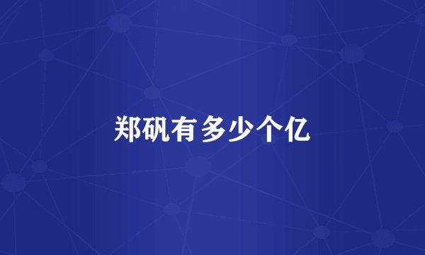 郑矾有多少个亿