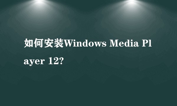 如何安装Windows Media Player 12?