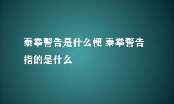 泰拳警告是什么梗 泰拳警告指的是什么