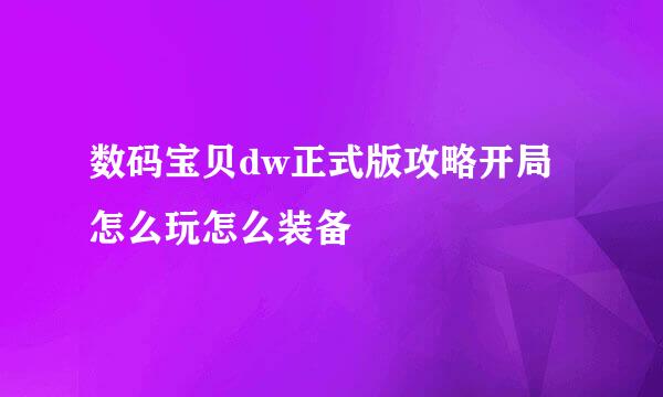 数码宝贝dw正式版攻略开局怎么玩怎么装备