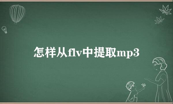 怎样从flv中提取mp3