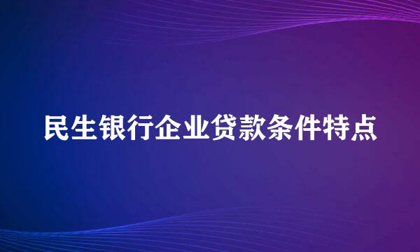 民生银行企业贷款条件特点
