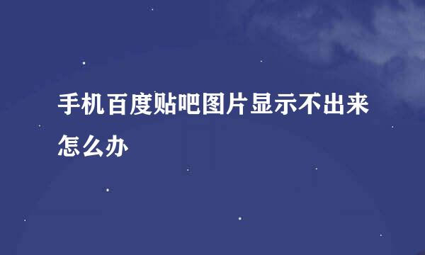 手机百度贴吧图片显示不出来怎么办